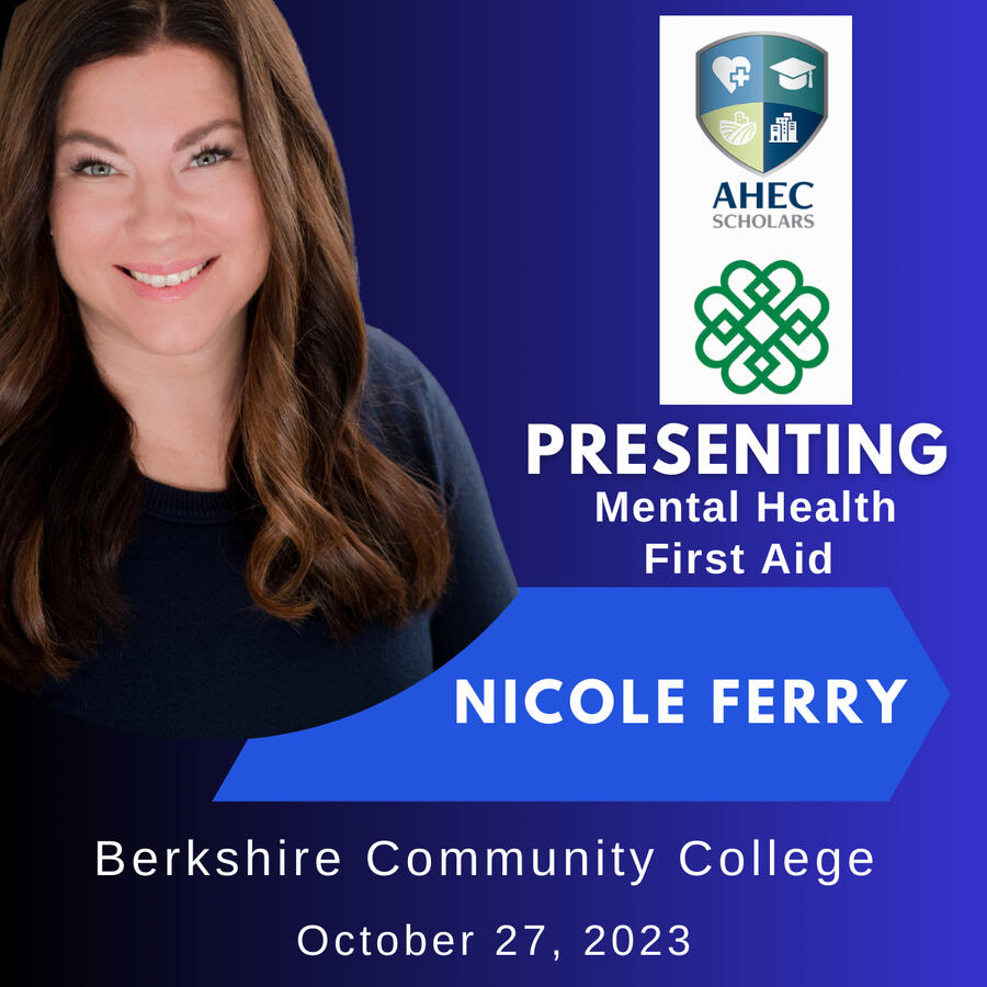 Nicole Ferry presenting Mental Health First Aid to Nursing Students of Berkshire Community College with Berkshire AHEC